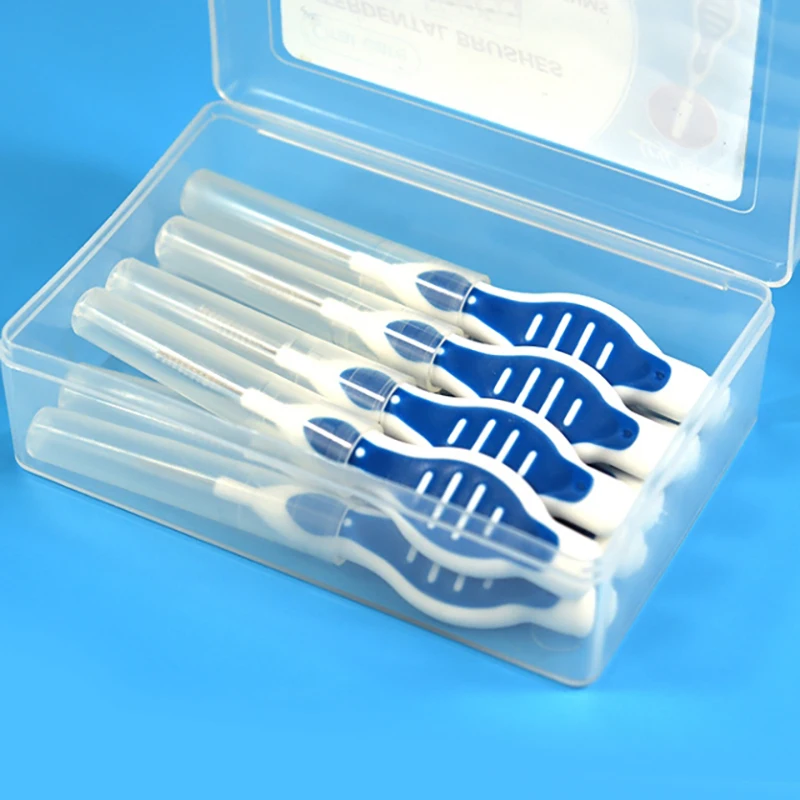 Cepillos interdentales para limpieza Oral, cepillo de palillo de dientes desechable, cepillo Interdental portátil, cuidado de la higiene bucal, 10 unids/lote por caja