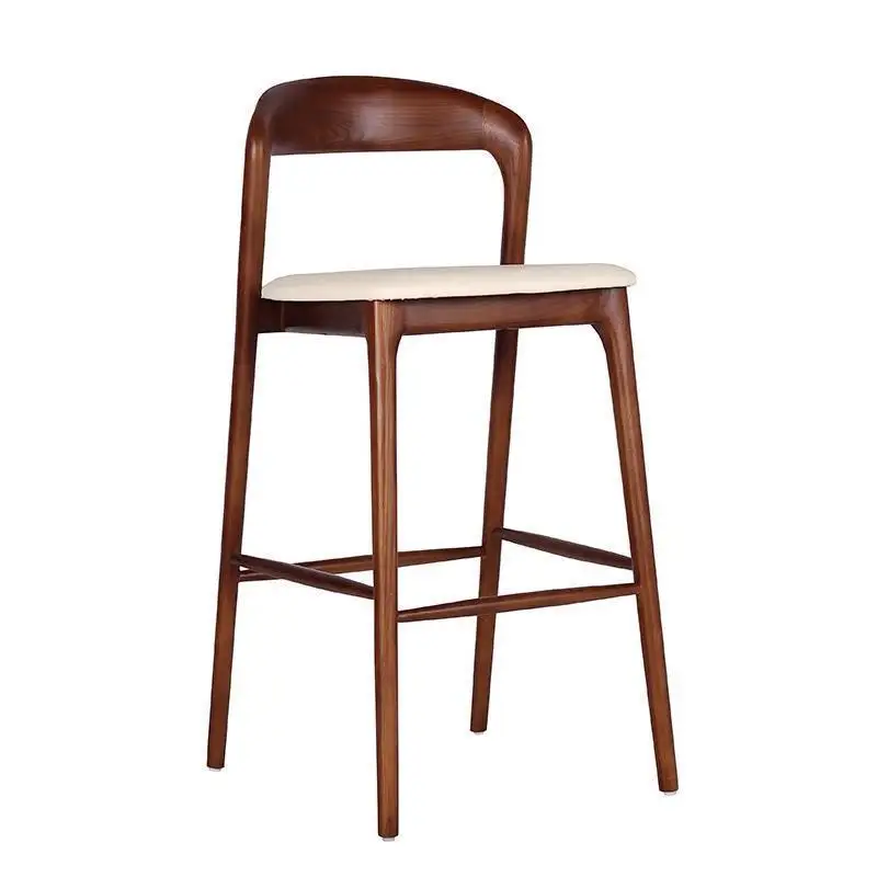 

Nordic Solid Wood Bar Stools Log Backrest High Stools Modern Design Commercial Use Hotel School Hospital Outdoor Dining
