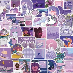 50PCS Cartoon Purple Wind Cute Girly Sticker Graffiti iPad bagagli auto fai da te Scrapbook Wall Sticker decorazione giocattolo