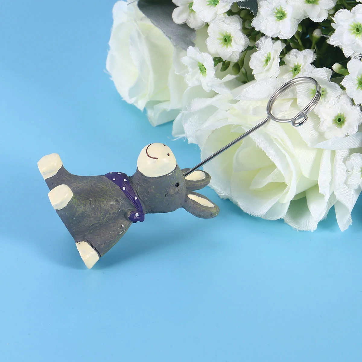 

Cute Donkey Cartoon Note Holder Resin Message Folder Dark Gray Animal Display Board Photo Clip Desktop Ornament