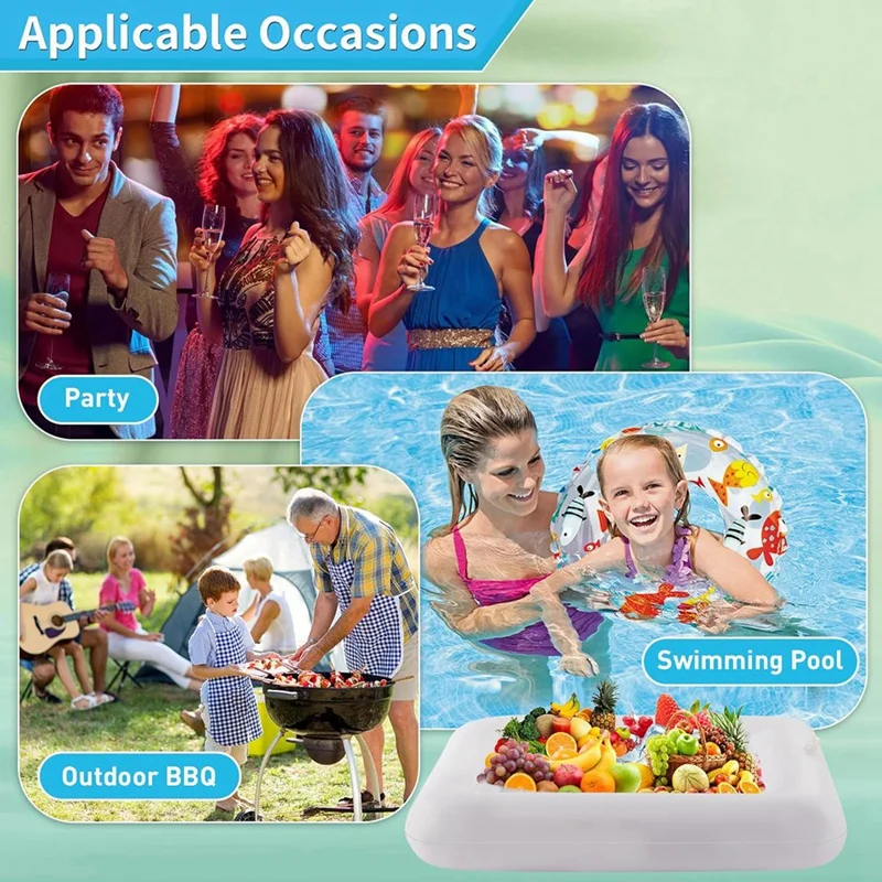 2 PCS 24Inch Inflatable Serving Bar, Drinks Inflatable Cooler Table Pool Ice Tray For Party,Picnic & Camping