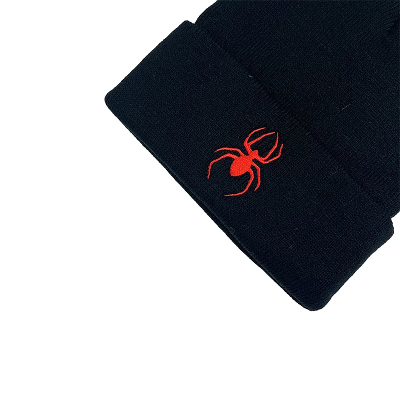 Fashion Spider Embroidery Beanies Knitted Hat Men Women Autumn Winter Wool Hat Cold Hat