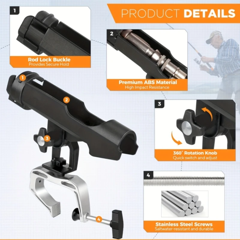 Soporte de pesca direccional multifuncional con asiento giratorio - imagen 2