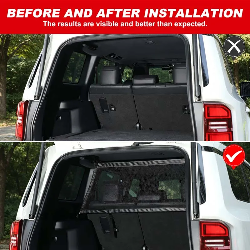 For Toyota Land Cruiser Prado 250 LC250 2024-2026+ Polyester Black Car Trunk Safety Isolation Protective Net Car Accessories