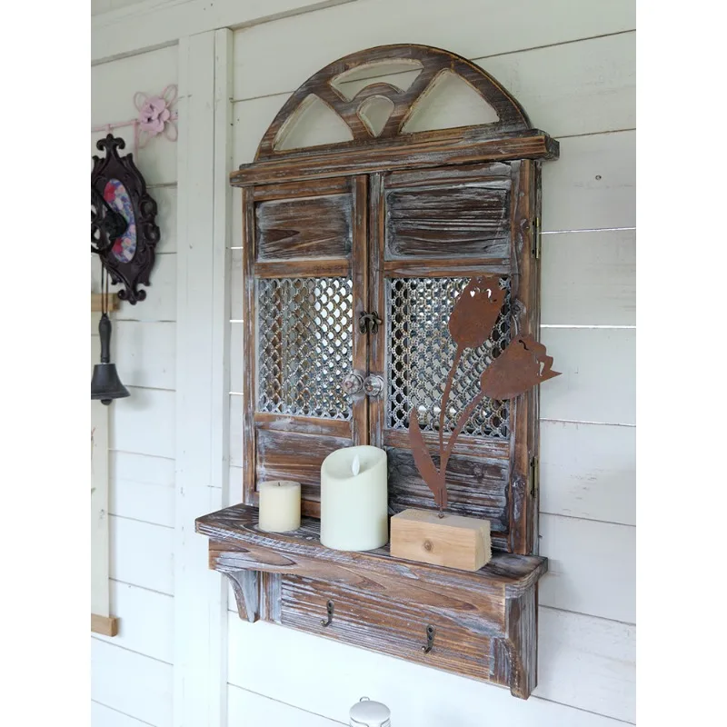 

American pastoral fake window retro wall decoration wall decoration old style American rural hanging fake window