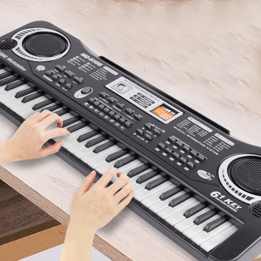 Kids Electronic Piano Keyboard Portable 61 Keys Organ with Microphone Education Toys Musical Instrument Gift for Child Beginner