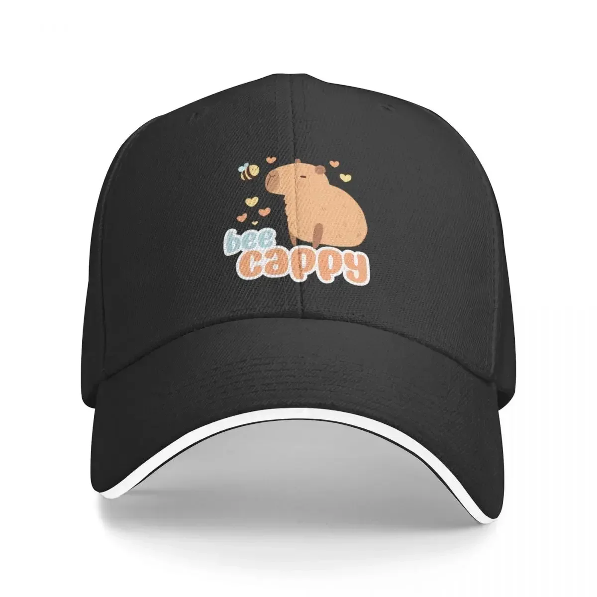 capybara with a cute bee friends - bee cappy - be happy - a cute cartoon capybara chilling Baseball Cap