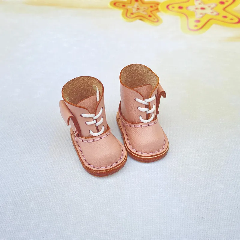 Muñeca Blyth hecha a mano, botas altas planas de piel de vaca, 24 zapatos con botones para Ymy Licca Azones Ob24 Fr