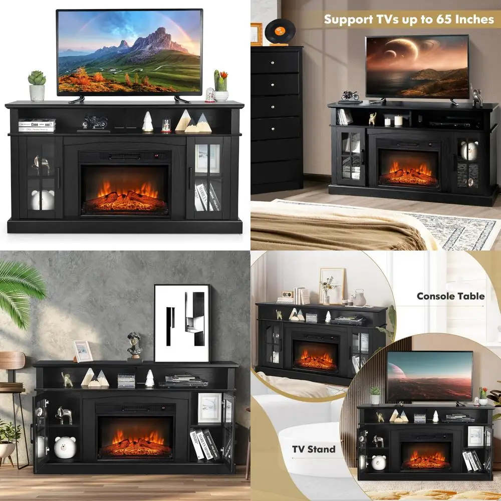 

Электрическая подставка для телевизора COSTWAY, емкость 65 телевизоров, обогреватель 1400 Вт, пульт дистанционного управления, 6-часовой таймер, 3-уровневые настройки пламени