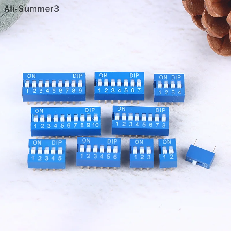 10Pcs Slide Type Switch Module 1 2 3 4 5 6 7 8 10Pin DIP Switch Kit 2.54mm Toggle Switch Blue Snap Switches