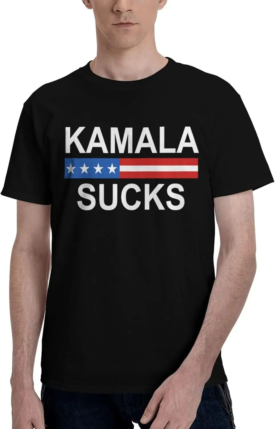 Kamala Harris Sucks Anti Kamala Harris Men's T-Shirt Classic Short Sleeve Tees Cotton Shirt