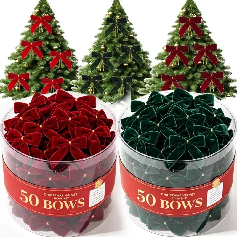 Velvet Bows Christmas Wedding Party Accessories Bow Xmas Gift Wrapping Wedding Home Decor Christmas Tree Hanging Ornament Bows