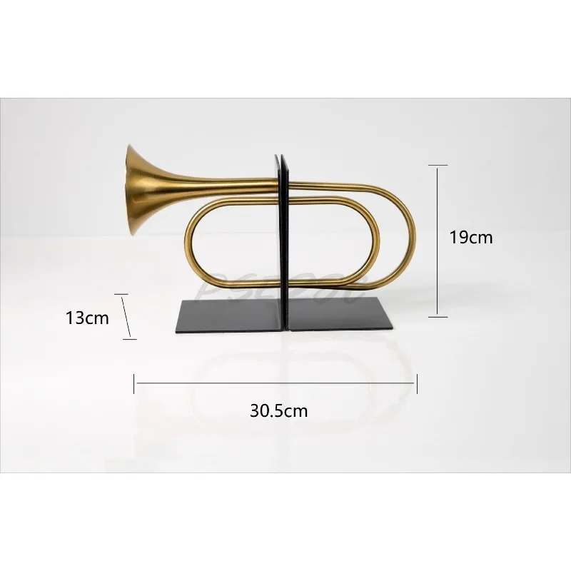Modern Creative Golden Horn Melody Bookends Decoration Sample Room Living Room Study Cabinet Exhibition Hall Decoration