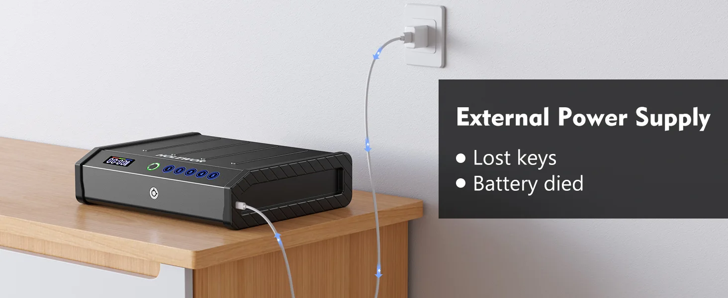 High-security Anti-Theft Fingerprint Password Safe Box with Screen Display, Shockproof Vehicle-mounted Gun Safe for Valuables