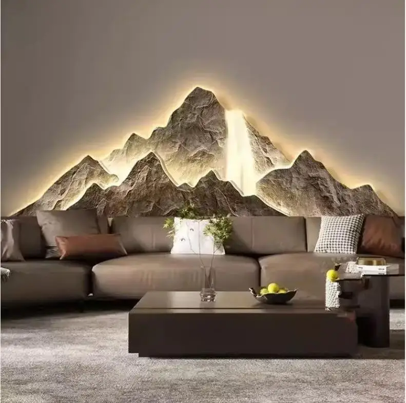 Cream style Paintings Decorate Mountain Paintings, High-end Lighting, and Background Wall Mounted Painting wall Lamps ByMural La