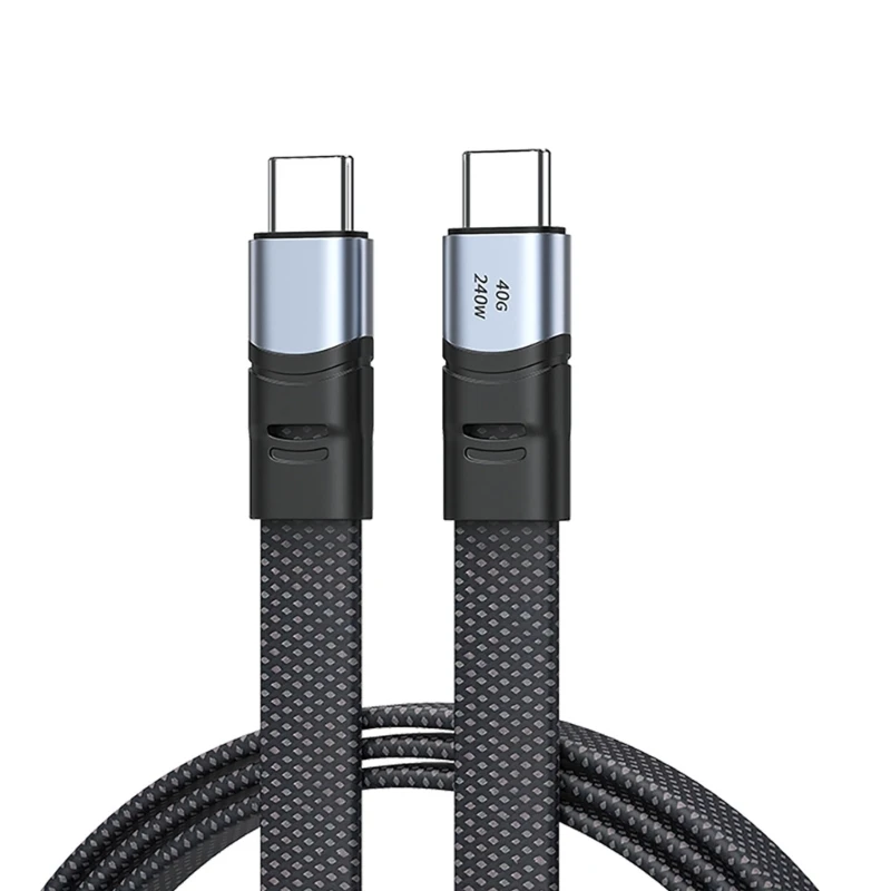 

240W Type C to C Fast Charge Cable Flat Nylon Wire PD240W 40Gbps/8K60hz Video for Electronic Devices Power and Data Cord 896C
