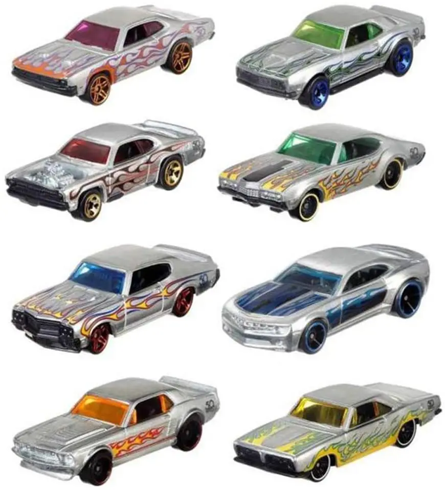 Original Hot Wheels Premium Car Zamac 50th Anniversary Diecast 1/64 Chevy Ford Dodge Kids Boys Toys for Children Birthday Gift