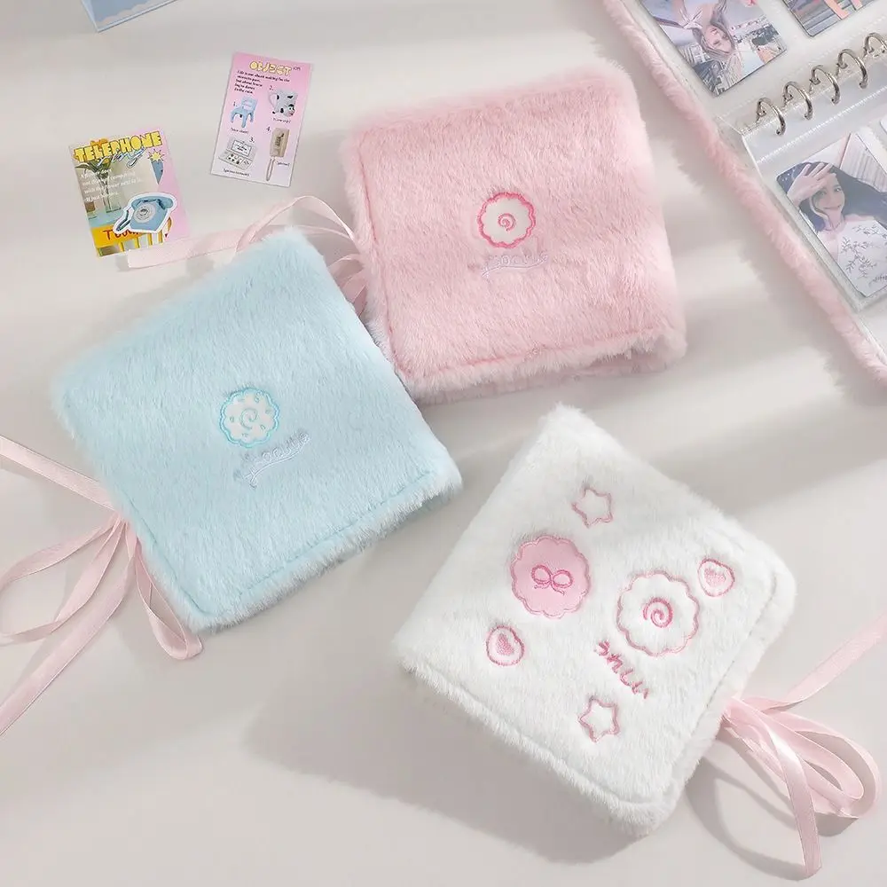 Plush 3in Plush Photocard Holder Fluffy Strap Ties 2 Grids Idol Photo Card Binder Cartoon Kawaii Photocards Collect Volume