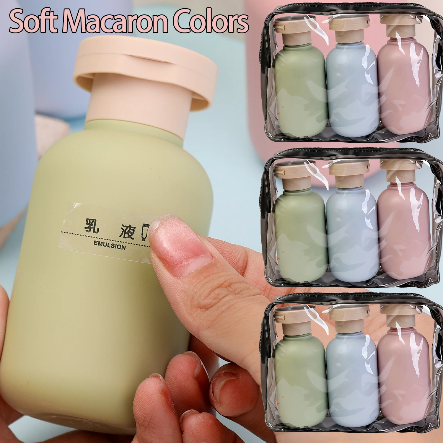 

Набор из 3 многоразовых бутылочек с ПВХ-пакетами, 100 мл, мягкие контейнеры для лосьона, пустые бутылочки с дозатором, портативные дорожные бутылочки для шампуня и лосьона