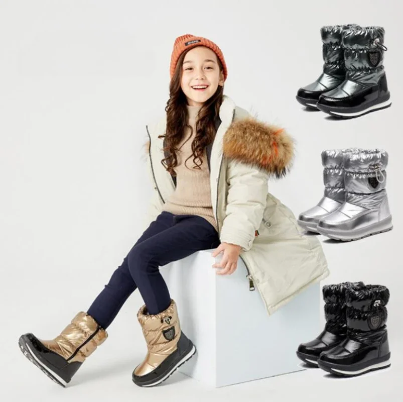30% Real Wool Winter Non-slip Waterproof High Children's Snow Boots -30 Degree Keep Warm Girls Boys Family Matching Snow Shoes