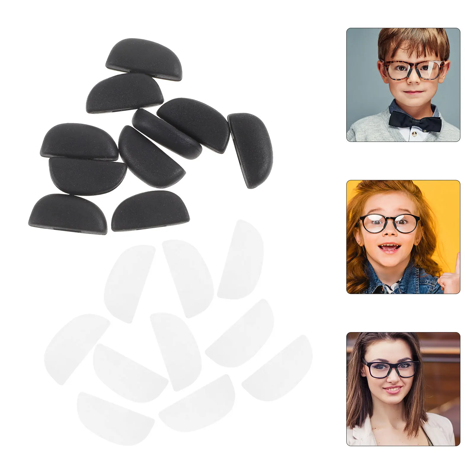 

10 Pairs Black Transparent Nose Pads Bracket Clips for Glasses Support Eyewear Accessories Anti Slip Comfortable Fit