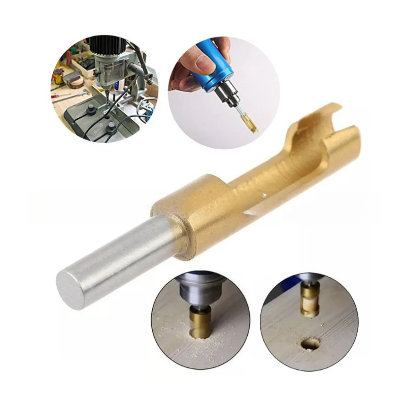 Titanium Coated Shank Barrel Cork Drill Bit 4 Pcs Plug Cutter Bored Hole Tenon Drills Saw Arbors Woodwork