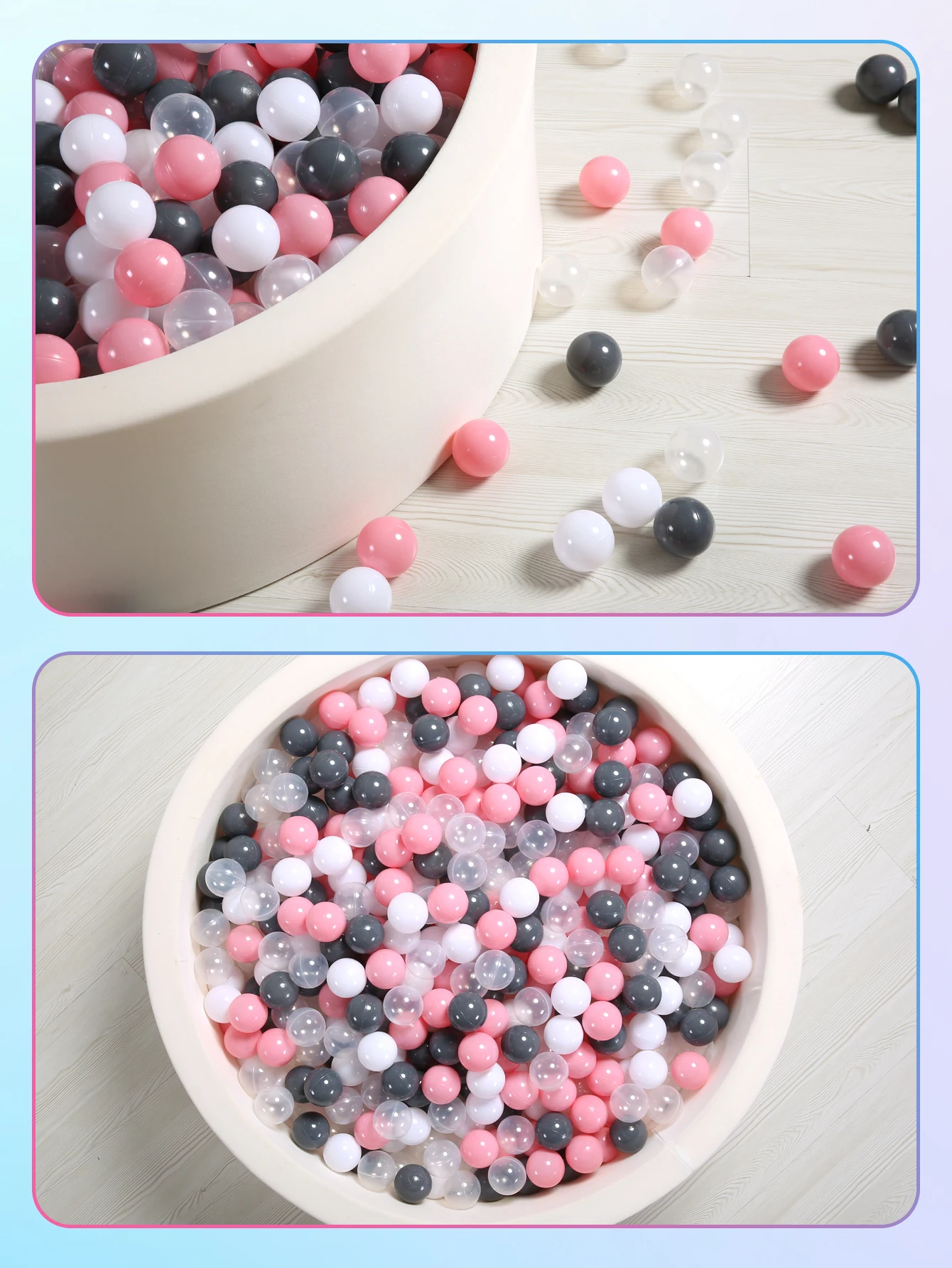 Small Size 100pcs 2.16 Inches Thicken Soft Plastic Crush Proof Ball Pit Balls for Kids with 4 colors