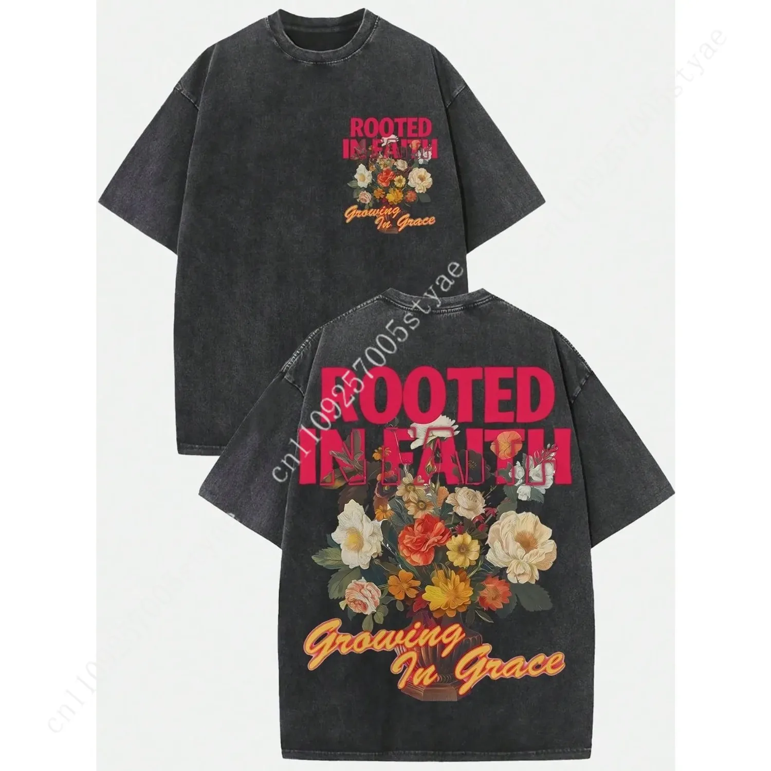 Women'S Vintage Washed 230gsm Heavyweight T-Shirt |   Soft Crew Neck Short Sleeve with Retro Graphic & Letter Print, Casual Summ