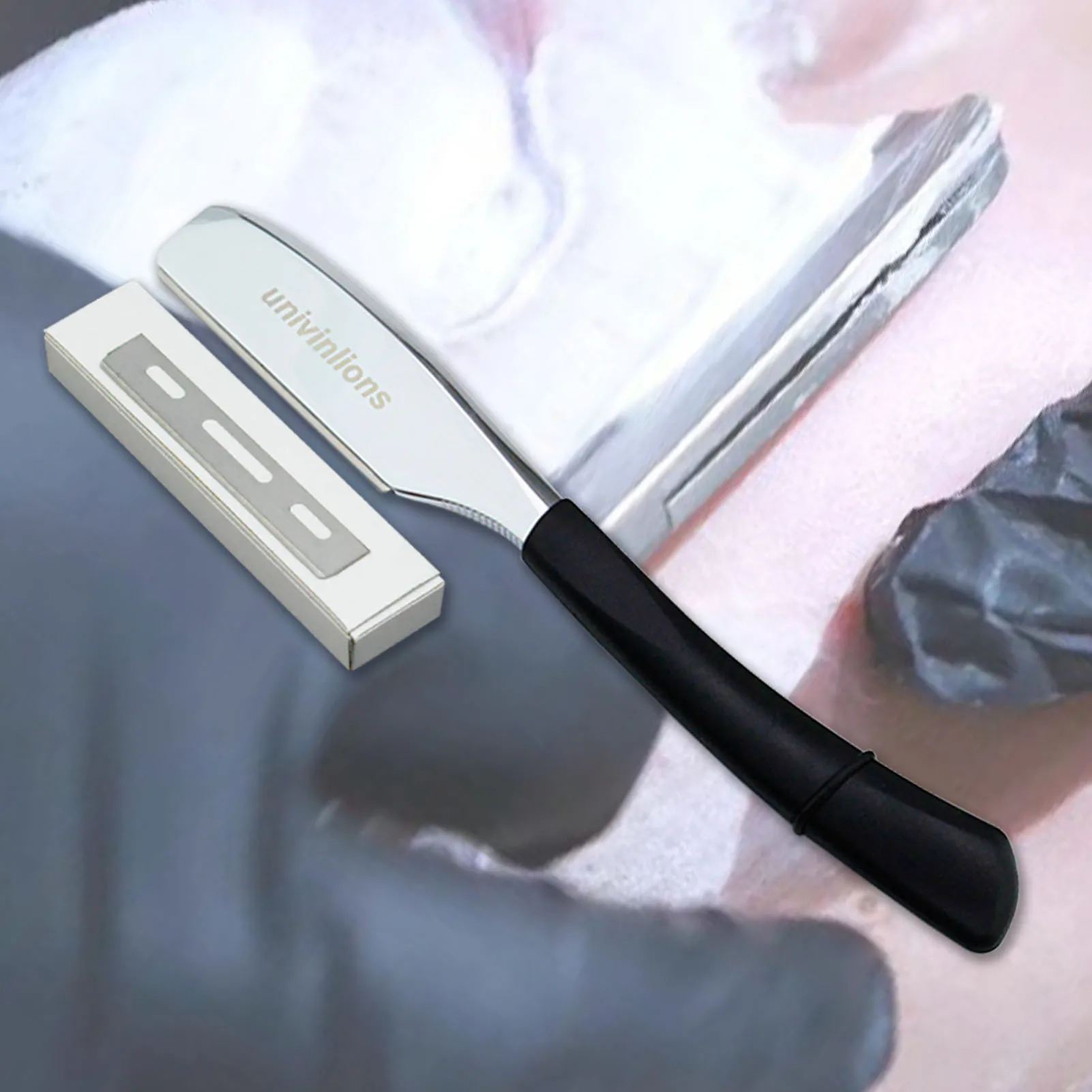 남성 및 여성용 스트레이트 면도기 스틱, 용수철 수염 얼굴 겨드랑이 바디, 6 인치 골드 실버 블랙, 10 블레이드