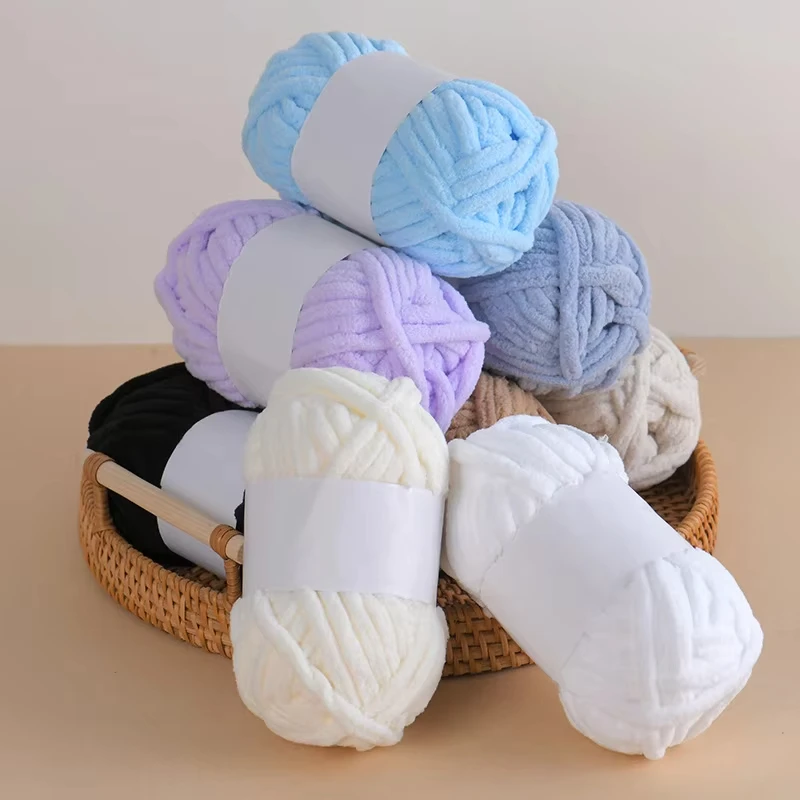 50g/Ball Colorful Ice Strip Thread Yarn Coarse Wool Thread Chenille Thick Hand Knitting Yarn Anti-Pilling Crochet Scarf Blanket