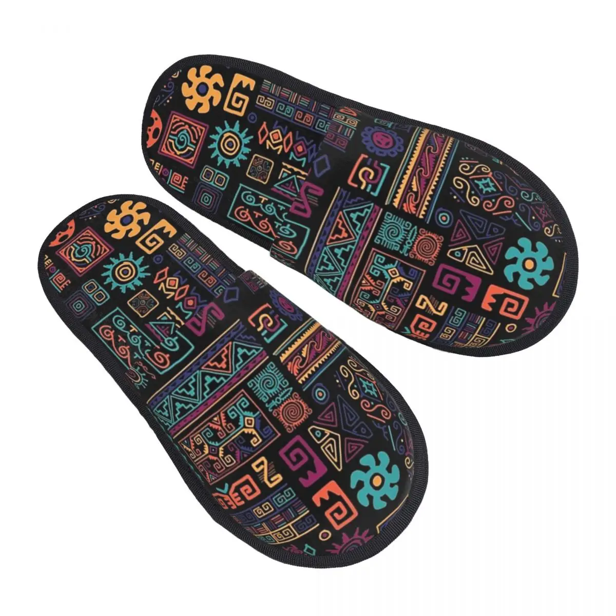 Custom African Ethnic Tribal Art Pattern Soft Memory Foam House Slippers Women Africa Ankara Cozy Warm Anti-skid Sole Slipper