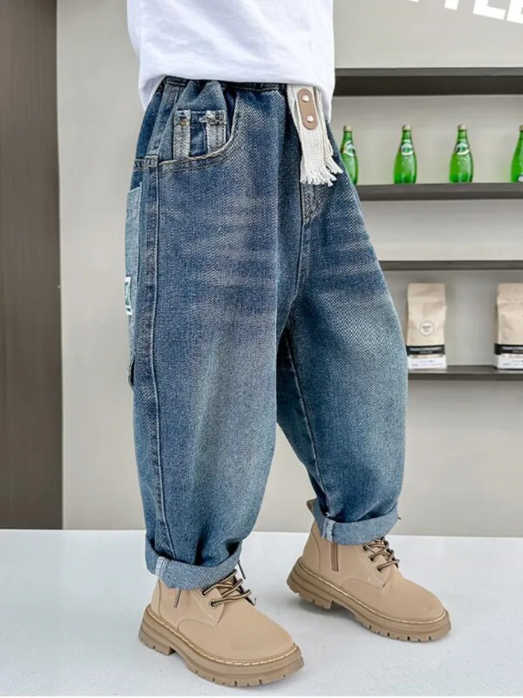 

Джинсы для детей от 2 до 11 лет, верхняя одежда для мальчиков, брюки для подростков, детские прямые брюки, джинсы для мальчиков