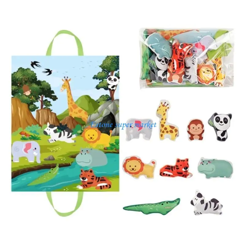 090B Multifunctional Baby Toy Car, Storage Bag, and Play Mat Squeaky Animals Interactive Car Toy with Sound Effects