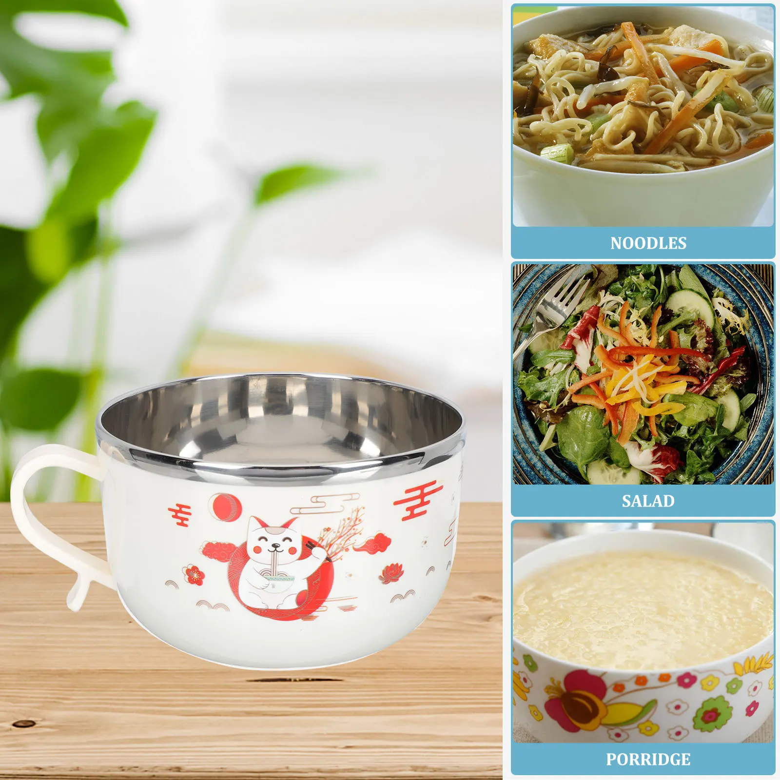 

Stainless Steel Food Bowl Perfect Size for Instant Noodles Soup Cereals Household Gatherings Food Serving Bowl