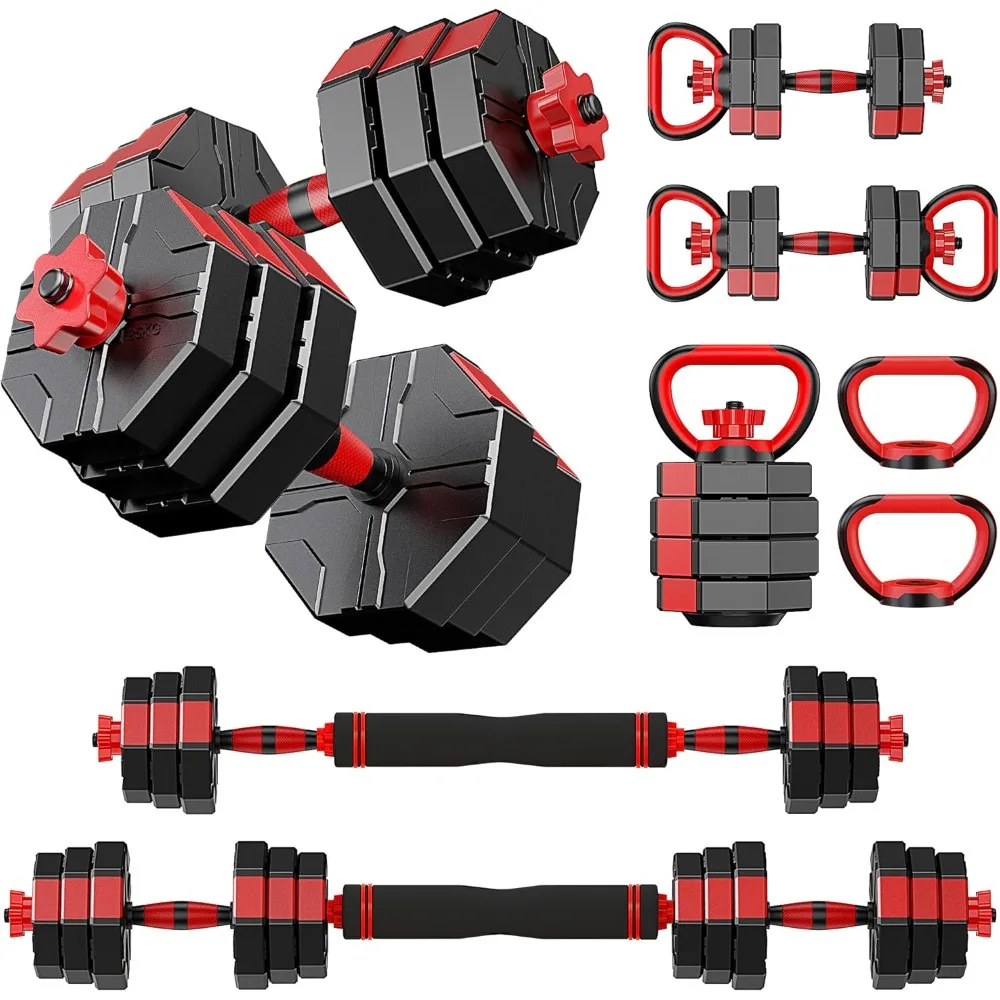 

Adjustable Dumbbell Set 4-in-1 – Octagonal Anti-Roll Design, Non-Slip Grip, Versatile Weights with Barbell, Kettlebell, Push-Up