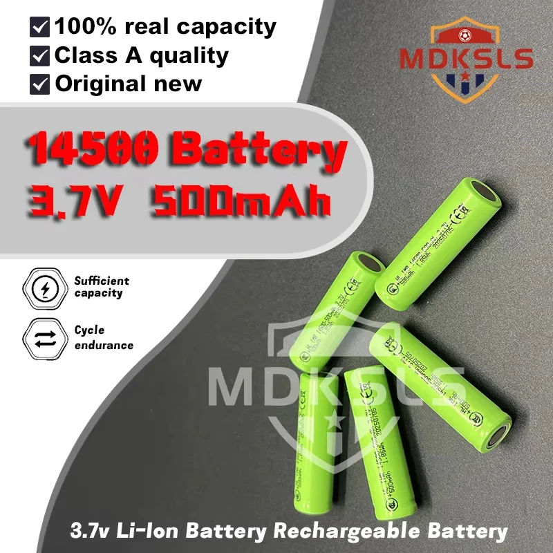 MDKSLS 2026 New Fast Charging 14500 Lithium-Ion Battery with 500mAh Capacity, Rechargeable Lithium Battery for Toy and Keyboard