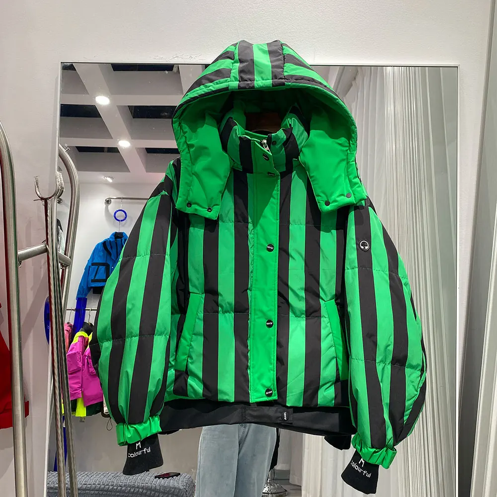 ผู้หญิง Parka ใหม่แฟชั่นลายลงเสื้อฤดูหนาวสุภาพสตรีเสื้อแจ็คเก็ตแขนยาวลําลองลงเสื้อเสื้อผ้า 2025