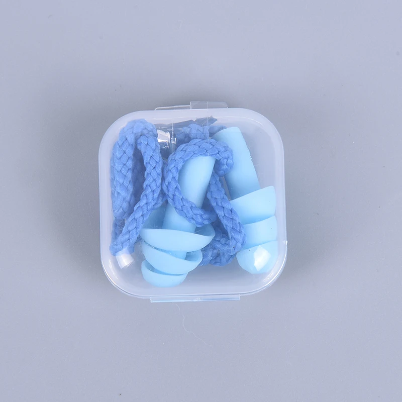 1PC Silicone Ear Plugs Sleep Earplugs Noise Reduction Swimming Earplugs With Rope Box-packed Comfortable Earplugs