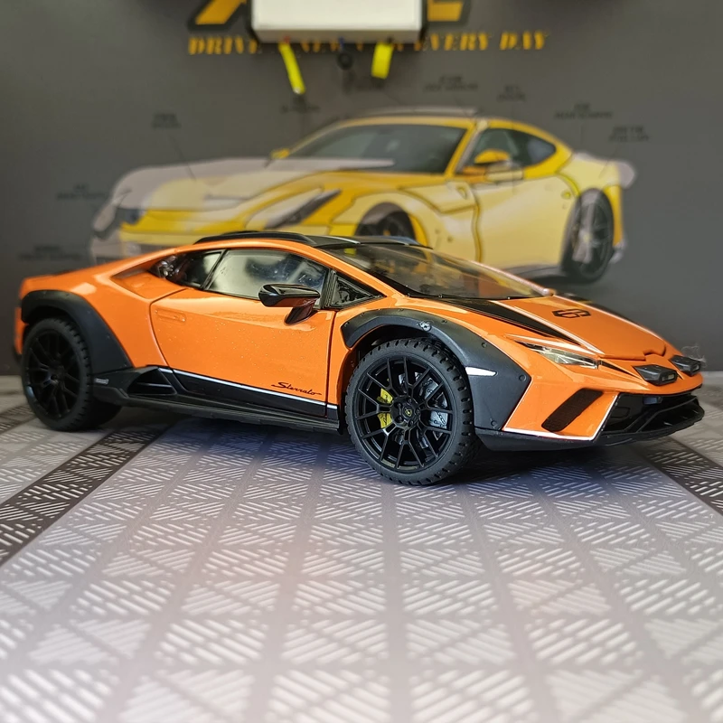 Modelo de coche de aleación Lamborghini STO a escala 1:24, puertas y capó del motor, maletero se pueden abrir, rico en detalles, finamente elaborado