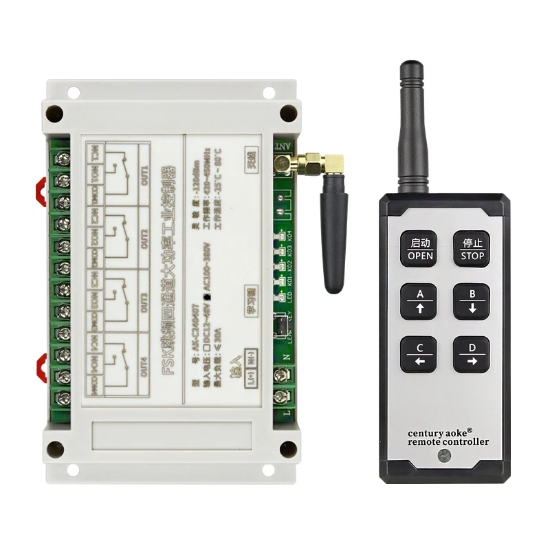 

420-450MHz AC100-380V 4-way Remote Control Switch for Industrial Equipment Cranes Electric Hoists