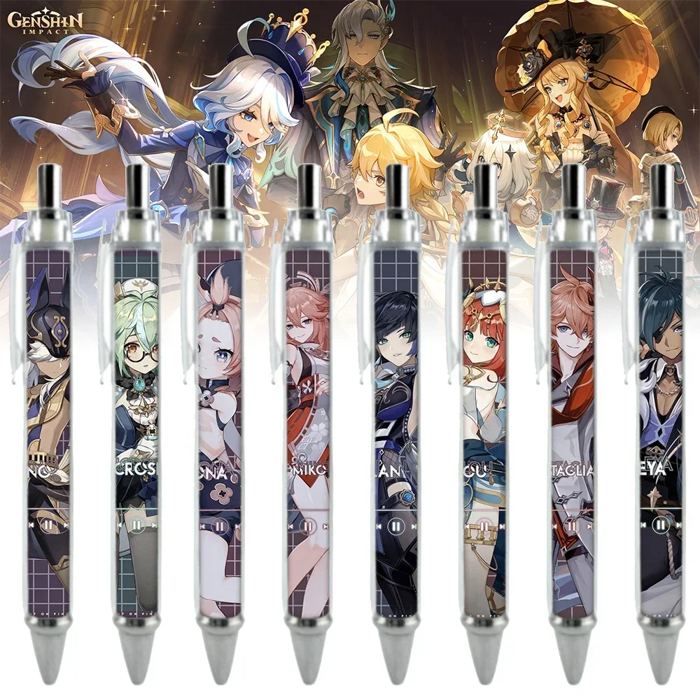 1PCS Genshin Impact Gel Pens Kaeya Tartaglia Nilou Yae Miko Diona Sucrose Cyno HD Pattern Writing Black Caneta School Supplies