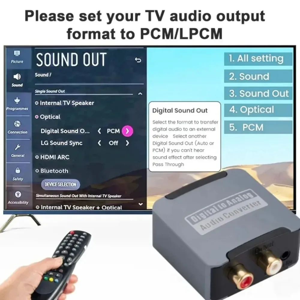 Konwerter SPDIF Optyczny na Analogowy L/R RCA Adapter Toslink Optyczny na Jack 3.5mm Konwerter Audio Cyfrowo-Analogowy 192KHz Digita