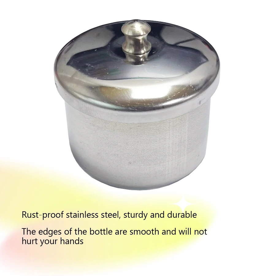 3Pcs Stainless Steel Nail Art Tray, Liquid Container Set with Cups and Lids, Manicure Sterilizer Tools