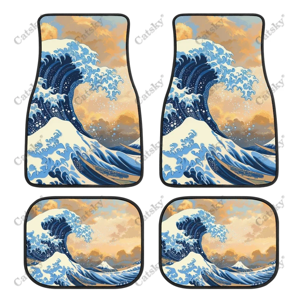 

Waves 4PCS Car Floor Mats Patterns Suitable for Most Cars Auto Interior Accessories Non-slip Protective Floor Mats