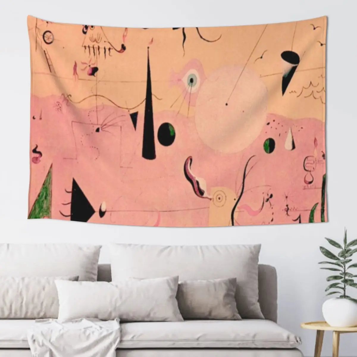 

Joan Miró - 'The Hunter' (Catalan Landscape) Abstract Surrealism Tapestry Japanese Room Decor Anime Decor Tapestry