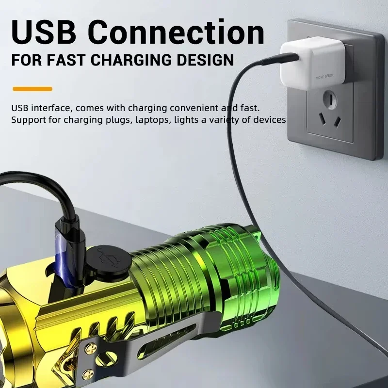 戦術的な3LEDミニ懐中電灯、屋外用3LEDトーチ、帽子クリップ付き、USB充電式作業灯、ハイキング、キャンプ、車修理用5モード