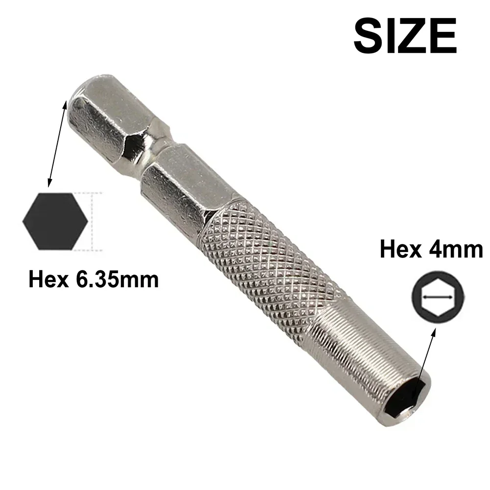 4pcs Hex Shank 6.35mm 1/4inch Hex Insert Bit Adapter To 4mm Electric Screwdriver Socket Holder Micro Bit Adapter Magnetic Holder