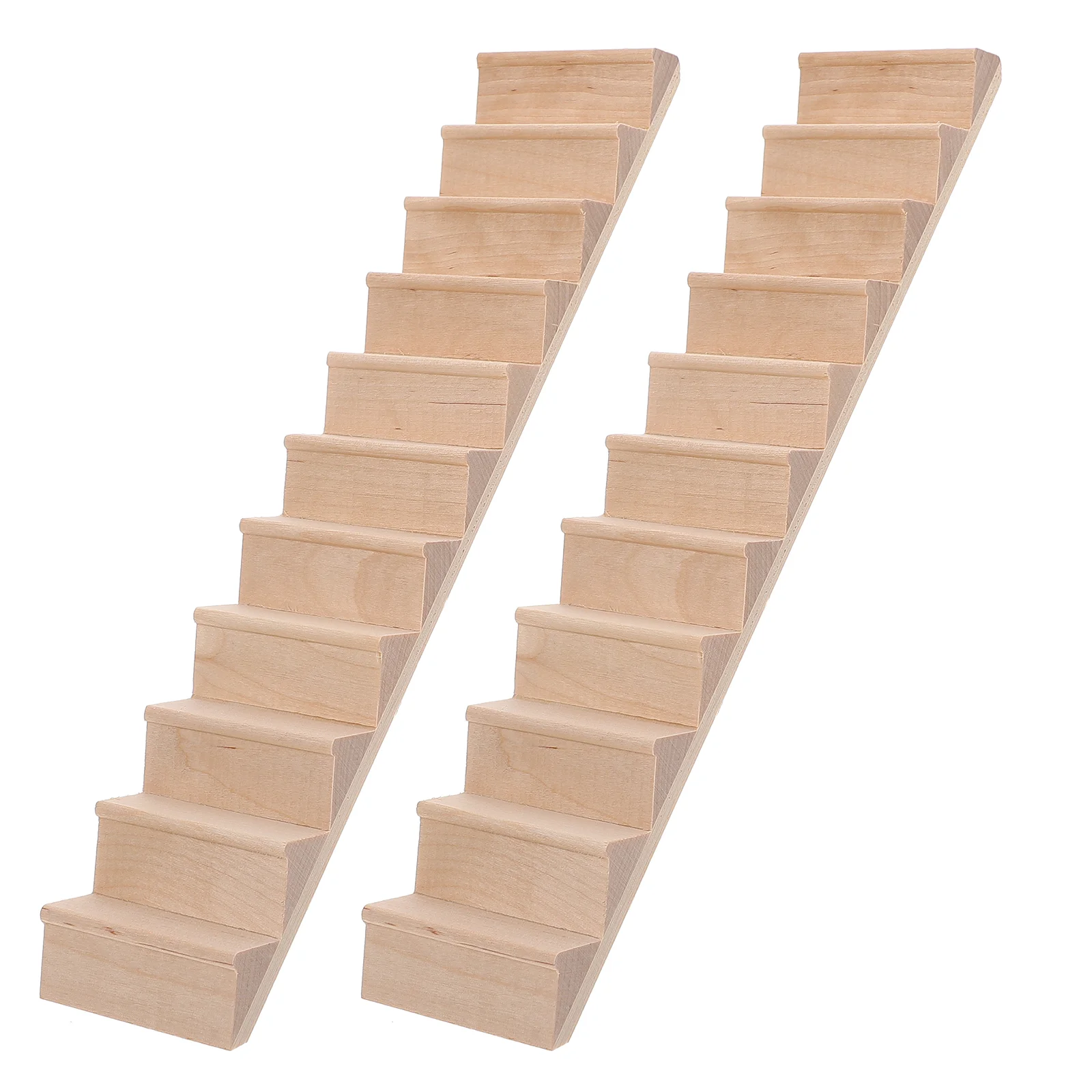 2 Pcs Decor No Handrail Stairs Models Playhouse Accessory Wooden Desktop Armrests Miniature Simulated Furniture Staircase