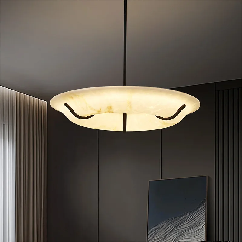

Round Artificial Marble Hanging Chandelier For Living Room Bedroom Saucer Shaped Modern Design Pendant Light LED Decoration Lamp