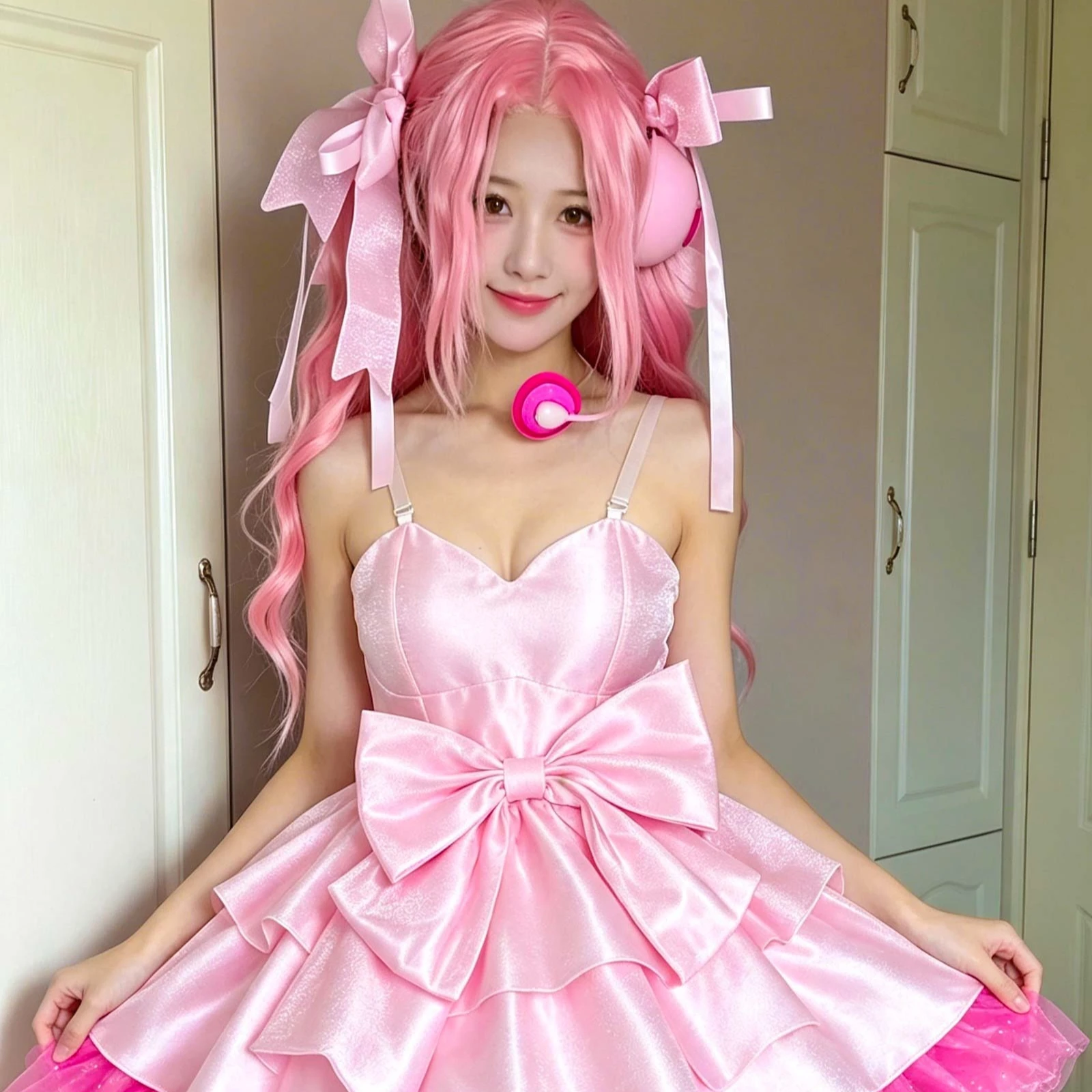 disfraz-de-anime-mizi-alien-stage-peluca-larga-rosa-a-juego-con-un-vestido-rosa-incluye-gorro-para-peluca-y-un-conjunto-de-accesorios-para-cosplay